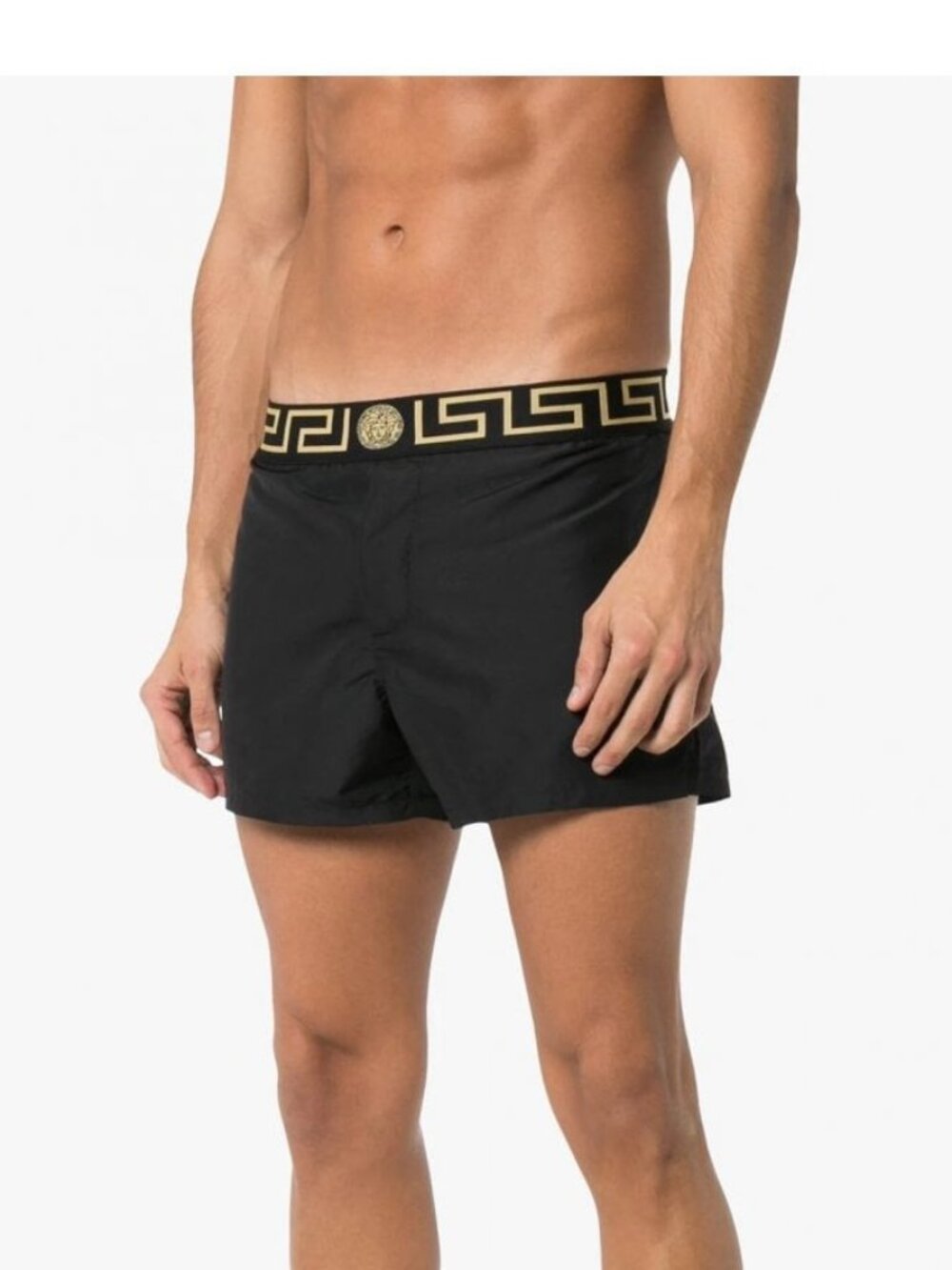 Versace Men's Gold Greeca Stripe Swimwear Swim Shorts Versace sz 7 US XL IT 54